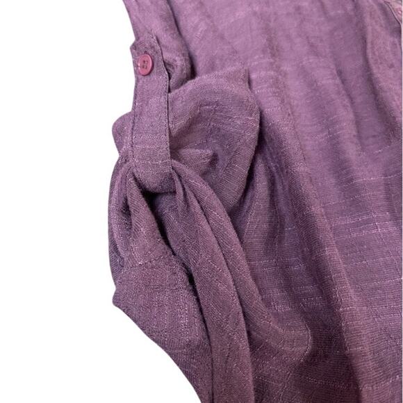 LOVE IS ALL Lagenlook Purple Button Front Pleated Tunic Blouse M - Picture 8 of 10